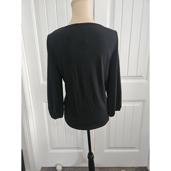Adrianna Papell Black Keyhole Longsleeved Blouse Nwt  S - Picture 6 of 9